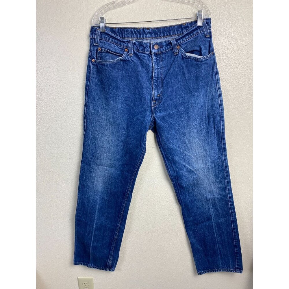 Vintage Levi’s 520 Orange Tab Blue Jeans Men Size 36x32 Bootcut Zip Western